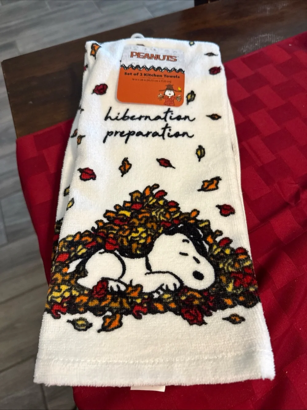 Peanuts Snoopy 'Hibernation Preparation' Kitchen Towel - White